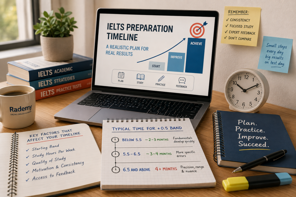 IELTS preparation timeline realistic study hours chart